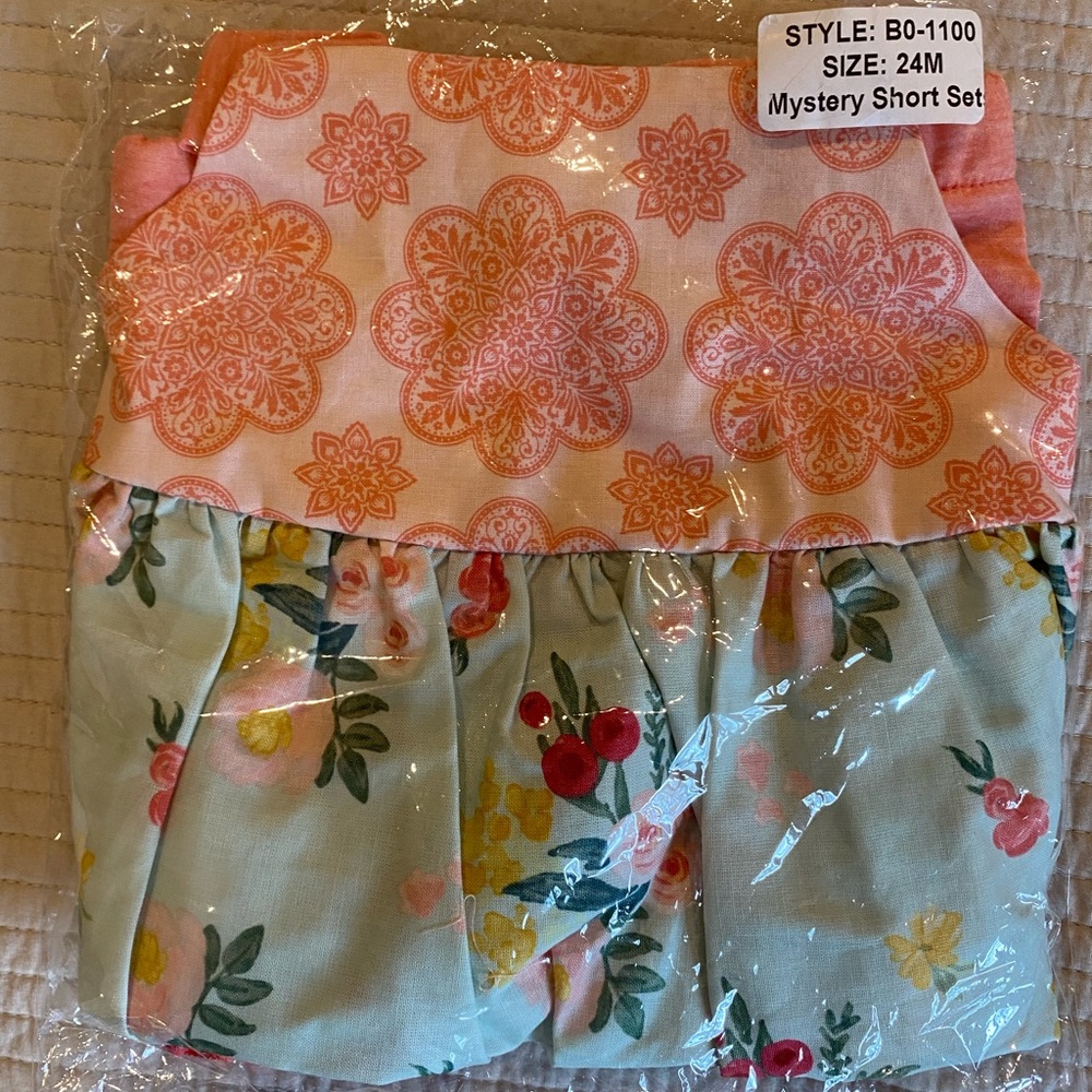 Ricrac & Ruffles Orange Floral Short Set